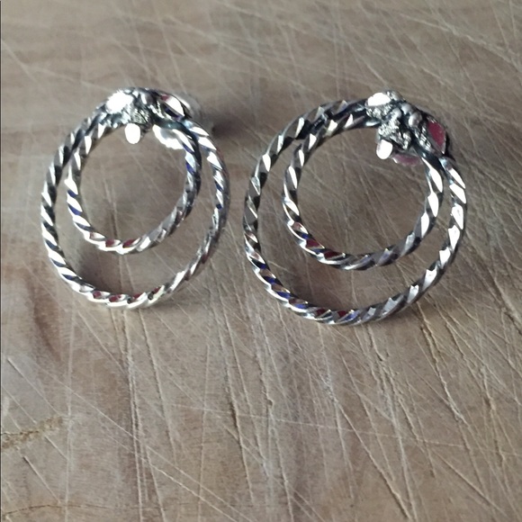 Vintage Jewelry - Vintage silver rope earrings